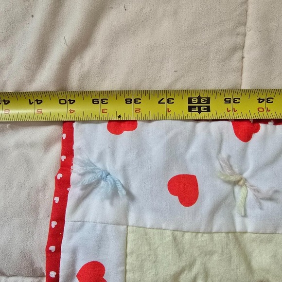 Handmade Child Quilt 40"x50" Patchwork Hearts Soft Homemade Throw Blanket - Picture 4 of 8